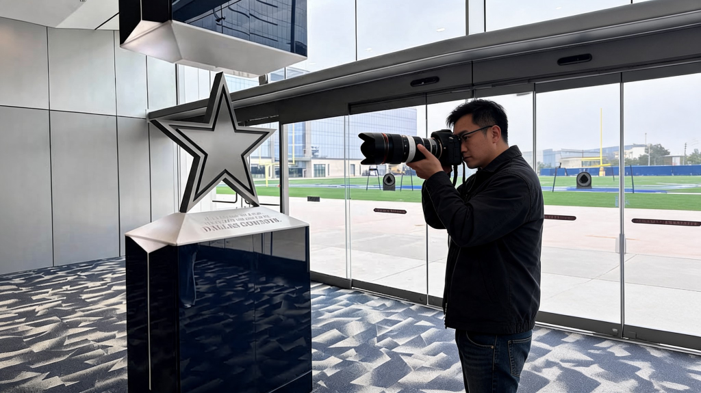 The Star in Frisco Is the Dallas Cowboys World Headquarters and It Is Open to the Public All Year Photographer shooting The Star in Frisco