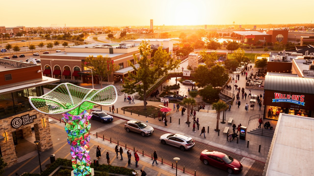 Grandscape The Colony Is the Ultimate DFW Entertainment Destination People walking outside at Grandscape in The Colony Texas