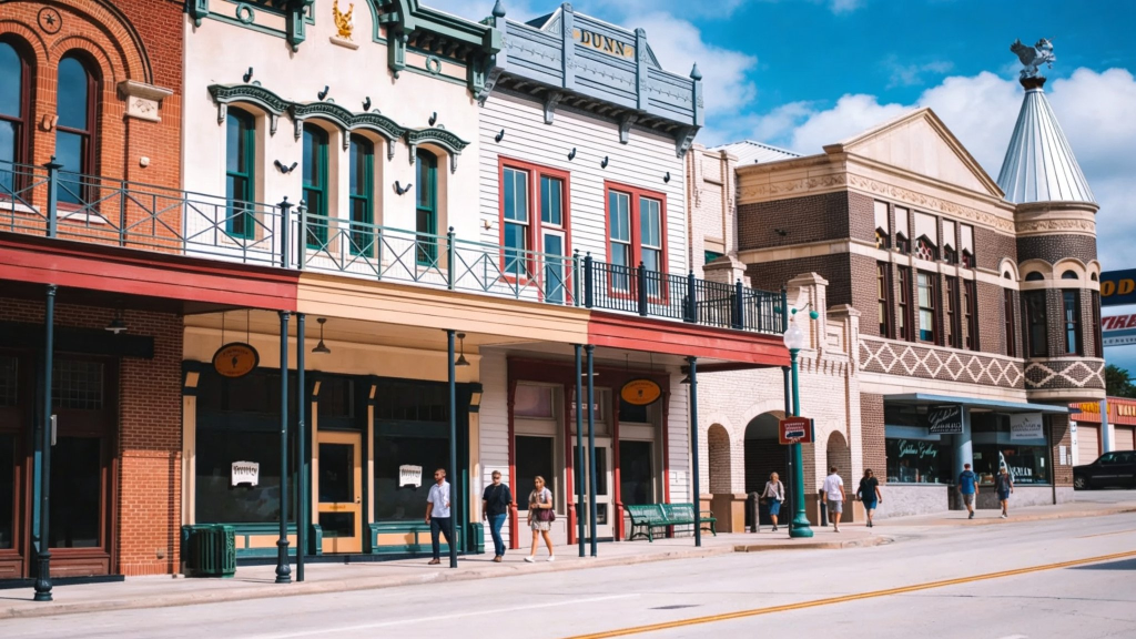 People shopping on Main Street in Grapevine Texas