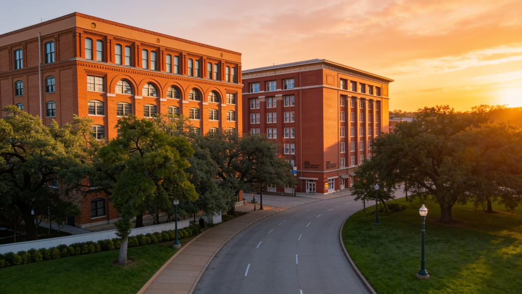 This Is the Most Powerful History Hour You Can Spend in Dallas Sixth Floor Museum window overlooking Dealey Plaza and Elm Street in Dallas